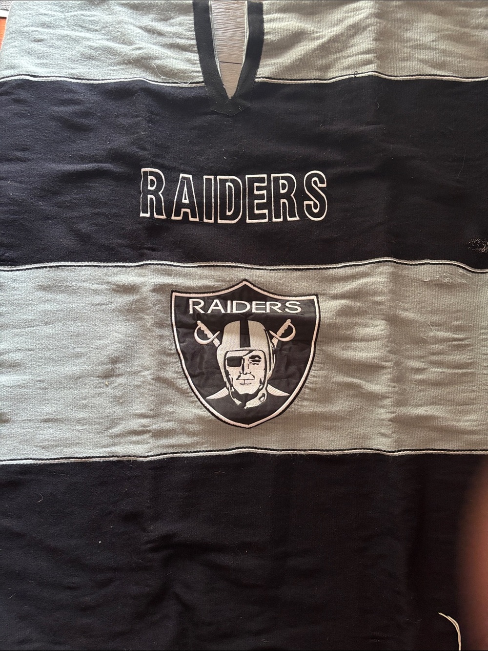Raiders menβs ' Black and Silver Striped poncho
